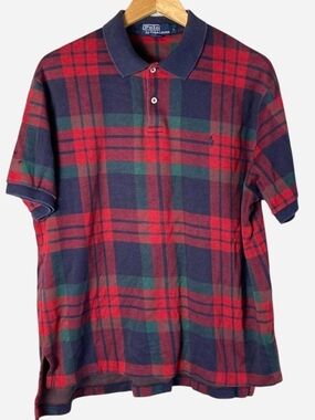 Ralph Lauren Red, Navy & Green Plaid Polo Shirt